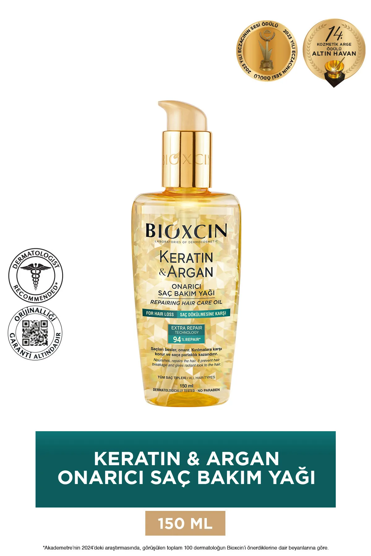 Bioxcin Keratin & Argan Onarıcı Saç Bakım Yağı.webp