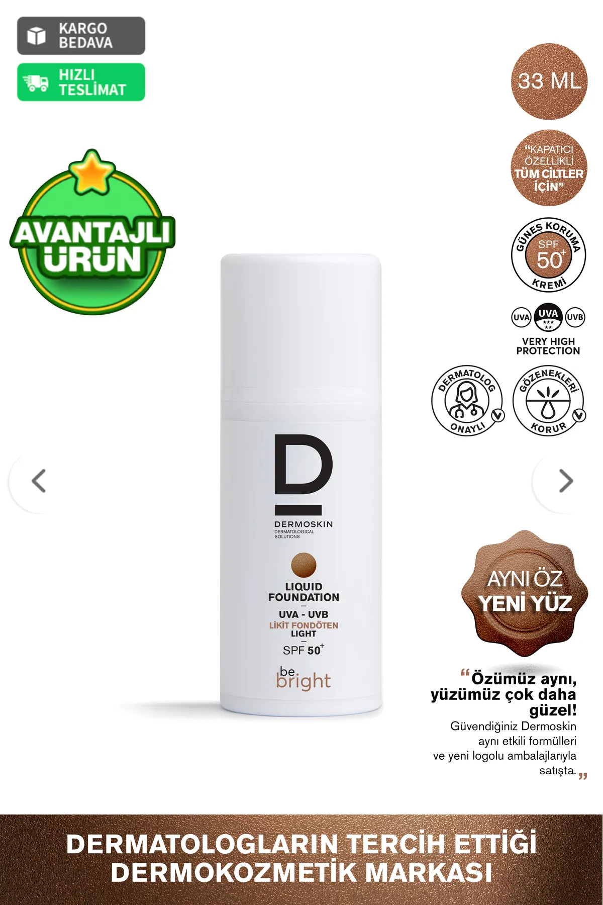 Dermoskin Be Bright Likit Fondöten Light SPF50+.WEBP