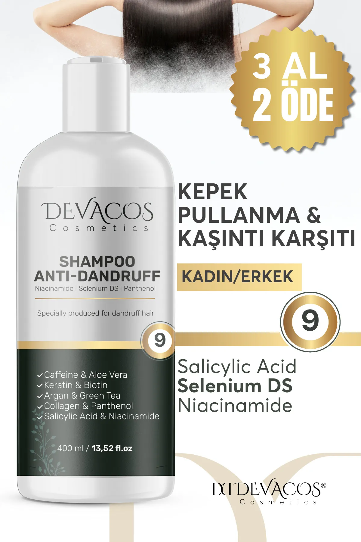 DEVACOS Tuzsuz Şampuan Eg.zama Şampuanı Kızarıklık Pullanma Kaşıntıkepek Karşıtı 9 Aktifli Şa...webp
