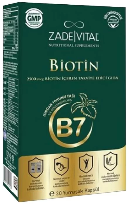 Zade Vital Biotin 2500 Mcg 30 Kapsül.JPG