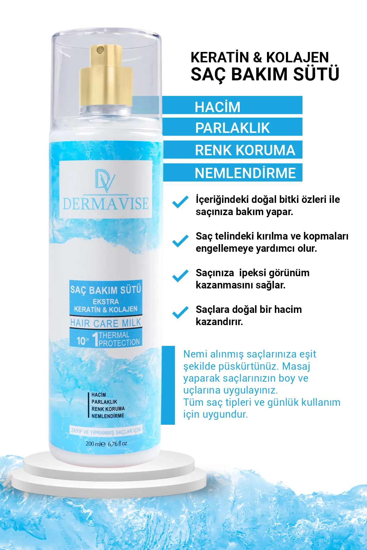 Dermavise Keratin Kolajen Saç Bakım Sütü.webp