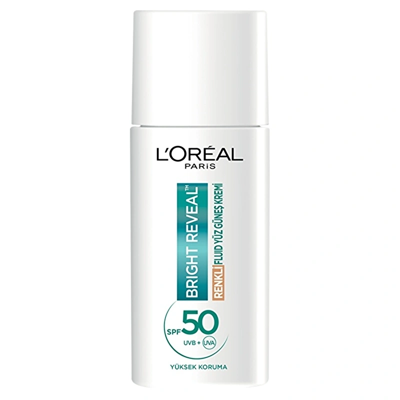 Loreal Paris Bright Reveal SPF 50+ Koyu Leke Karşıtı Renkli Fluid Günlük Yüz Güneş Kremi.webp