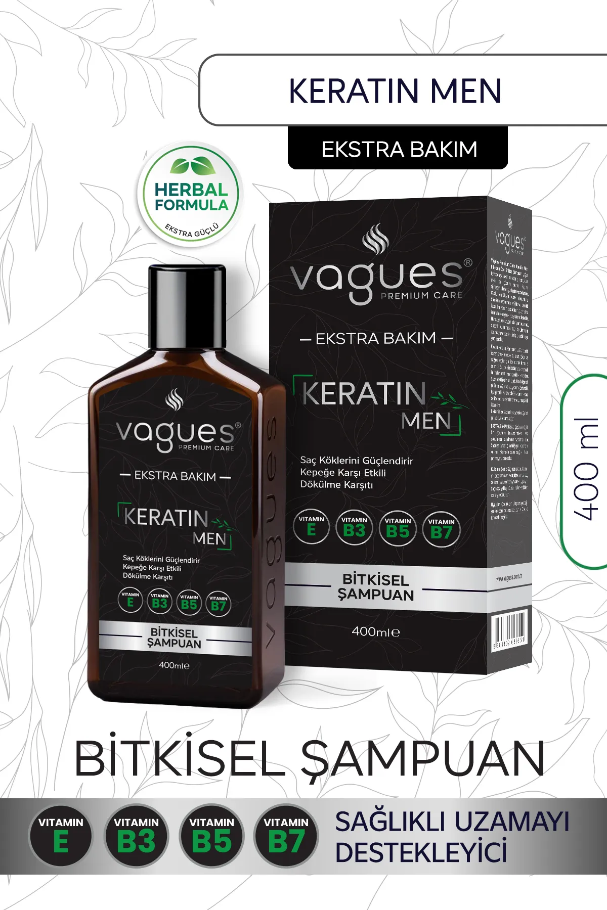 Vagues Premium Care Keratin Men Kepek ve Dökülme Karşıtı Bitkisel Şampuan.webp